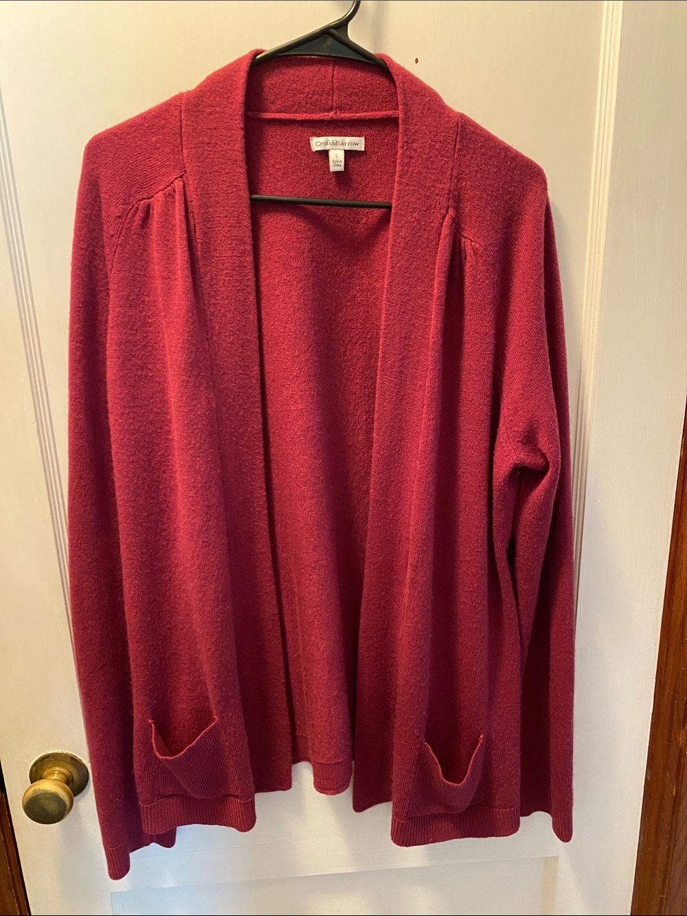 croft & barrow raspberry open-front cardigan